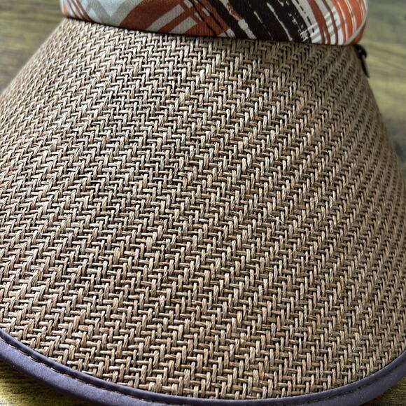 Lauf Brown & Orange Striped Straw Visor - Picture 4 of 9